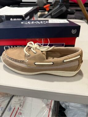 Chaps Women’s Dana Slip On Boat Shoes Tan Suede Size 8 M US